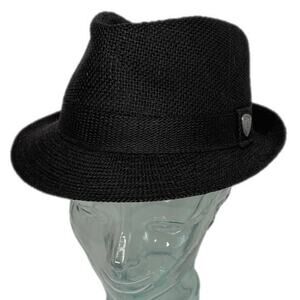 DOBBS Fedora Hat Black Linen Summer Hat Men's Size Small